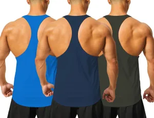 DEMOZU Men's Y Back Stringer Tank Top Bodybuilding Muscle Workout Athletic Running Gym Tank Top