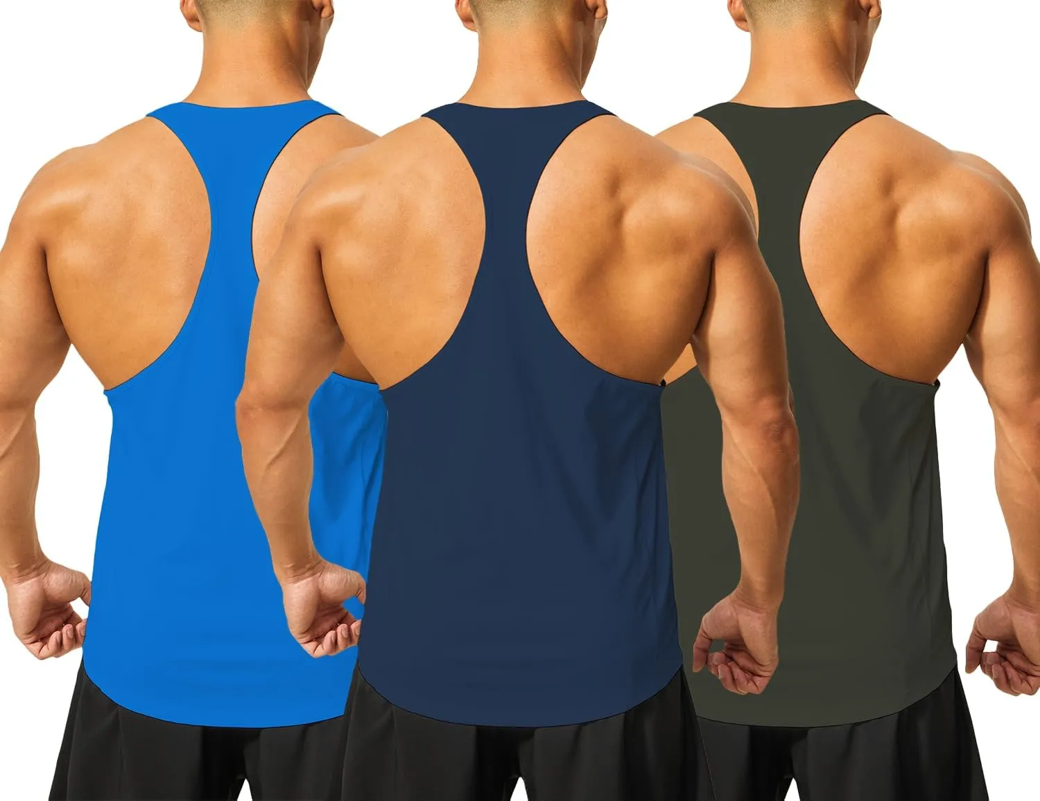 DEMOZU Men's Y Back Stringer Tank Top Bodybuilding Muscle Workout Athletic Running Gym Tank Top