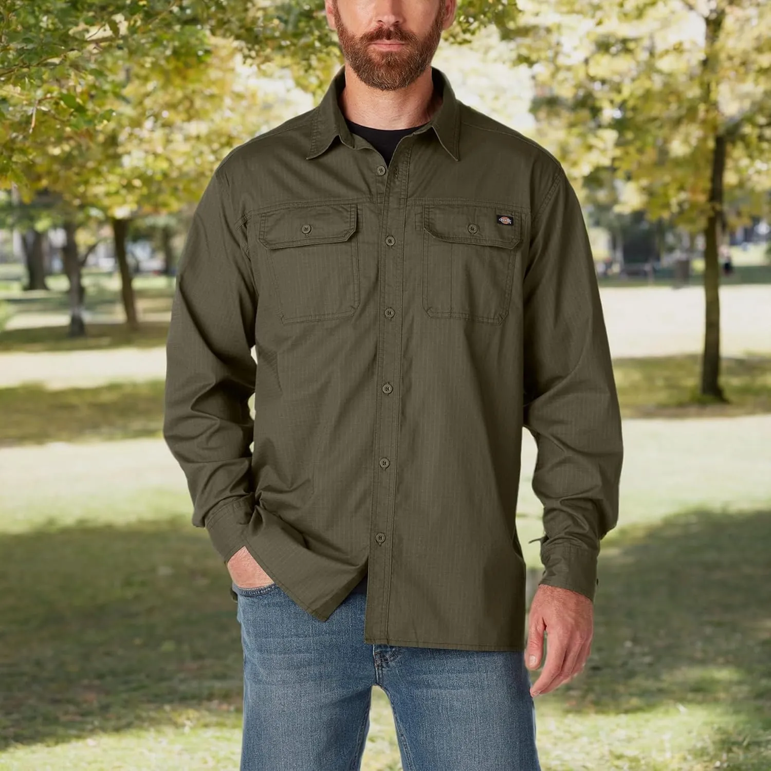 Dickies Men's Flex Denim Long Sleeve Shirt