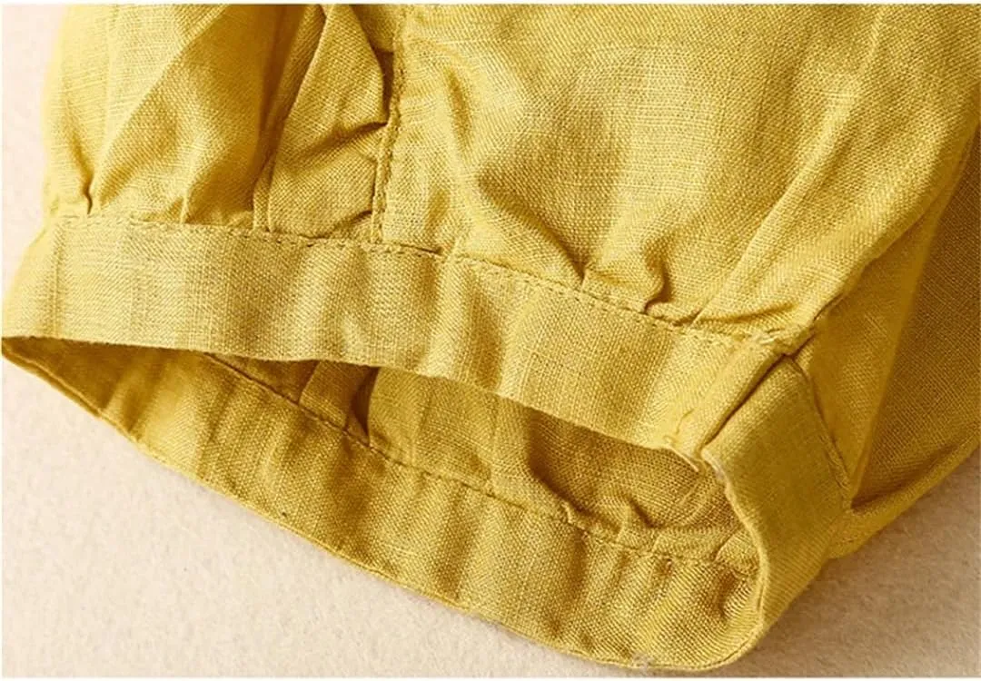 Dndrdhfb Women's Cotton Harem Pants High Waist Strappy Casual Bloomers Oversized Pants
