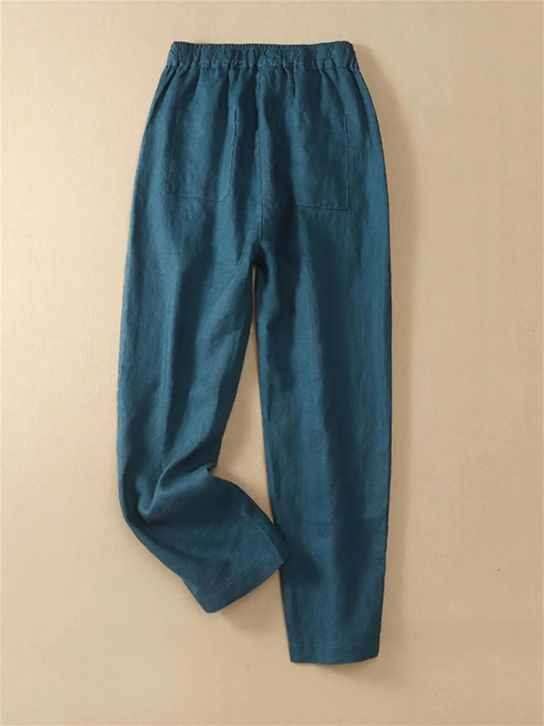 Dndrdhfb Women's Solid Color Wide Leg Pants Casual Mid-Rise Harem Pants Slim Pants