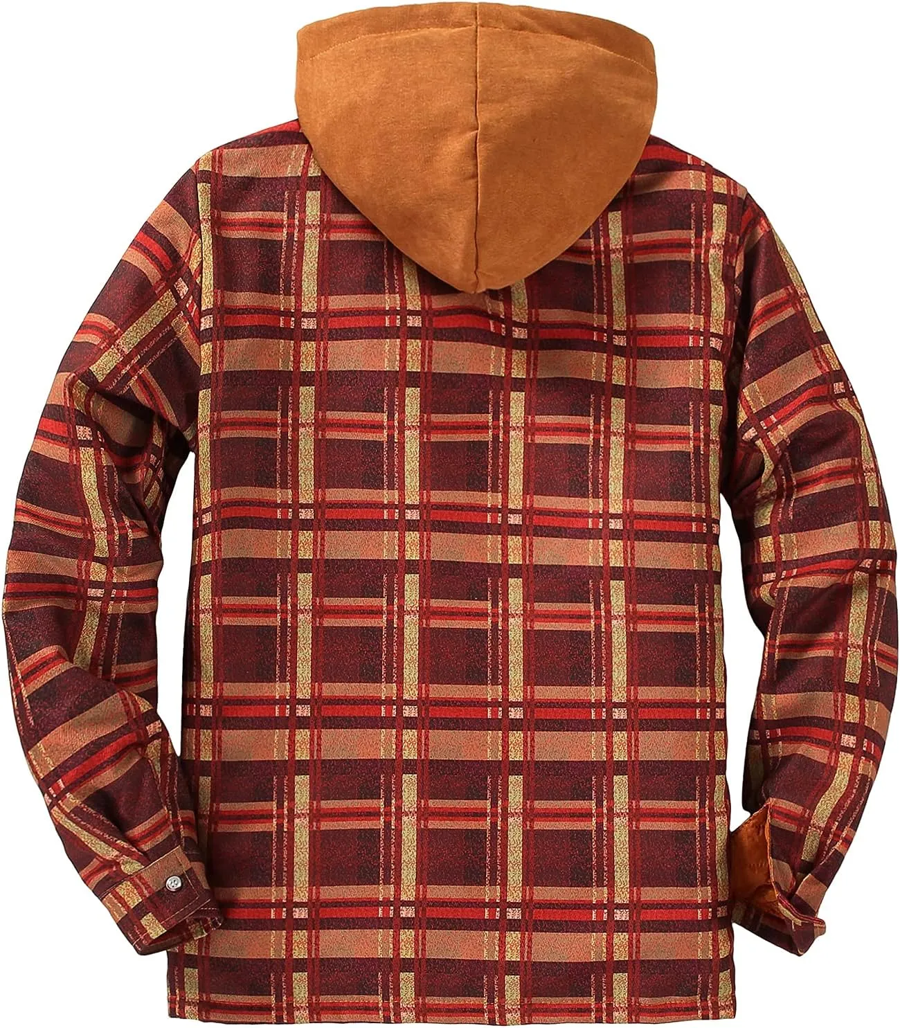 DOSLAVIDA Men's Flannel Shirt Jacket Quilted Lined Winter Coat Long Sleeve Button Dwon Shirt Warm Hooded Plaid Jacket