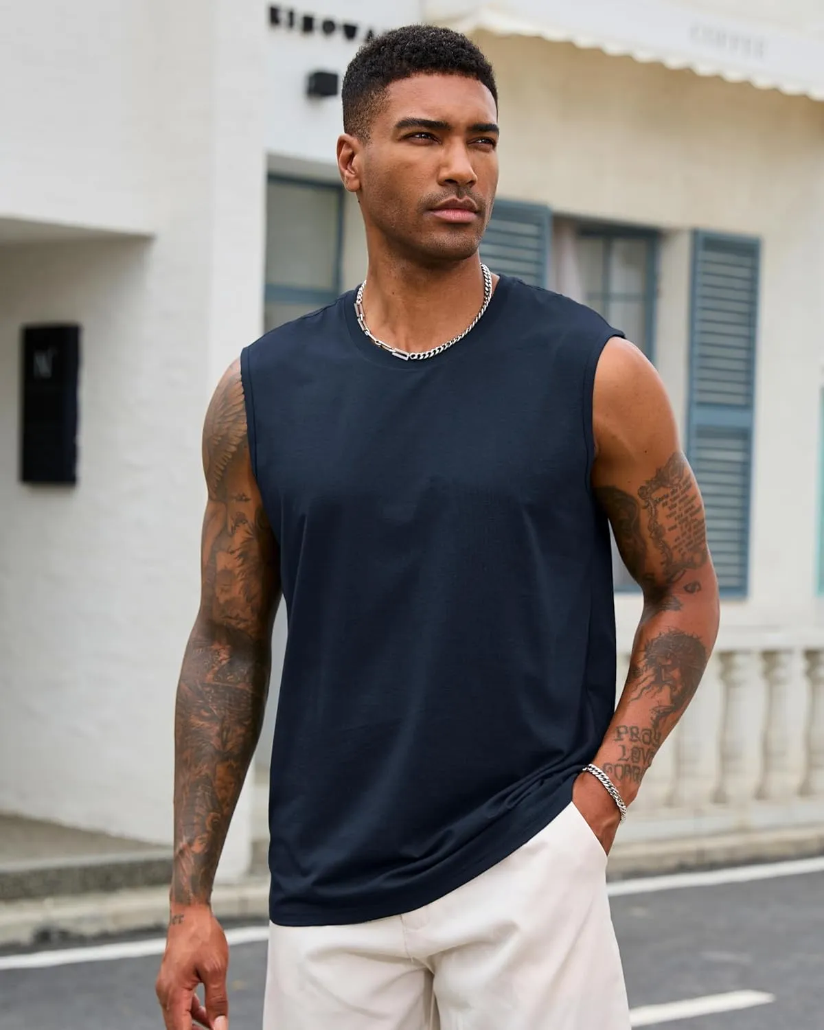 EKLENTSON Men's Tank Tops UPF 50  Sleeveless Shirt Lightweight Cooling Muscle Tee Sun Protection Quick Dry Workout Shirt