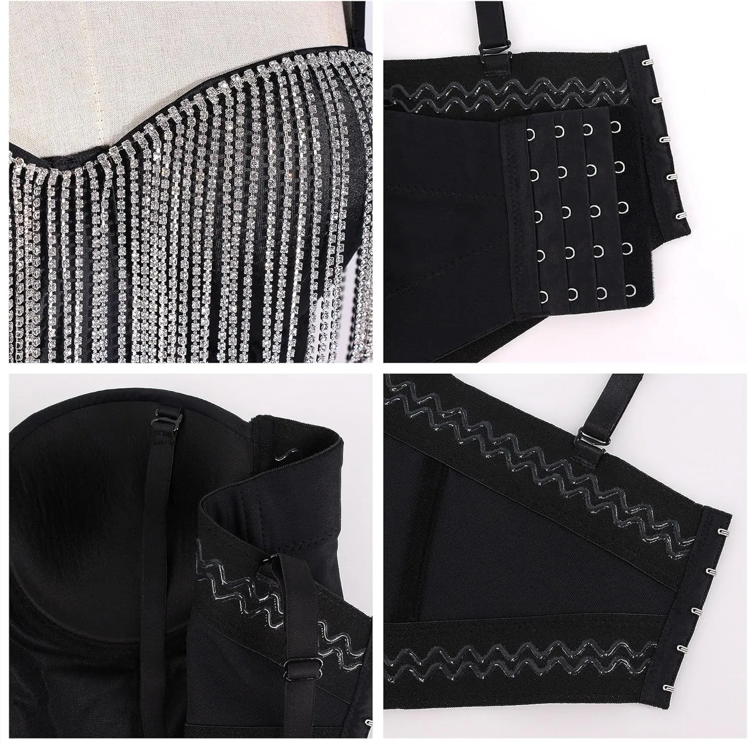 Erinaco Women's Rhinestone Diamond Tank Top Color Beaded Sling Tube Top Bustier Vest Crop Top Sexy Corset Bra Summer