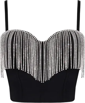 Erinaco Women's Rhinestone Diamond Tank Top Color Beaded Sling Tube Top Bustier Vest Crop Top Sexy Corset Bra Summer