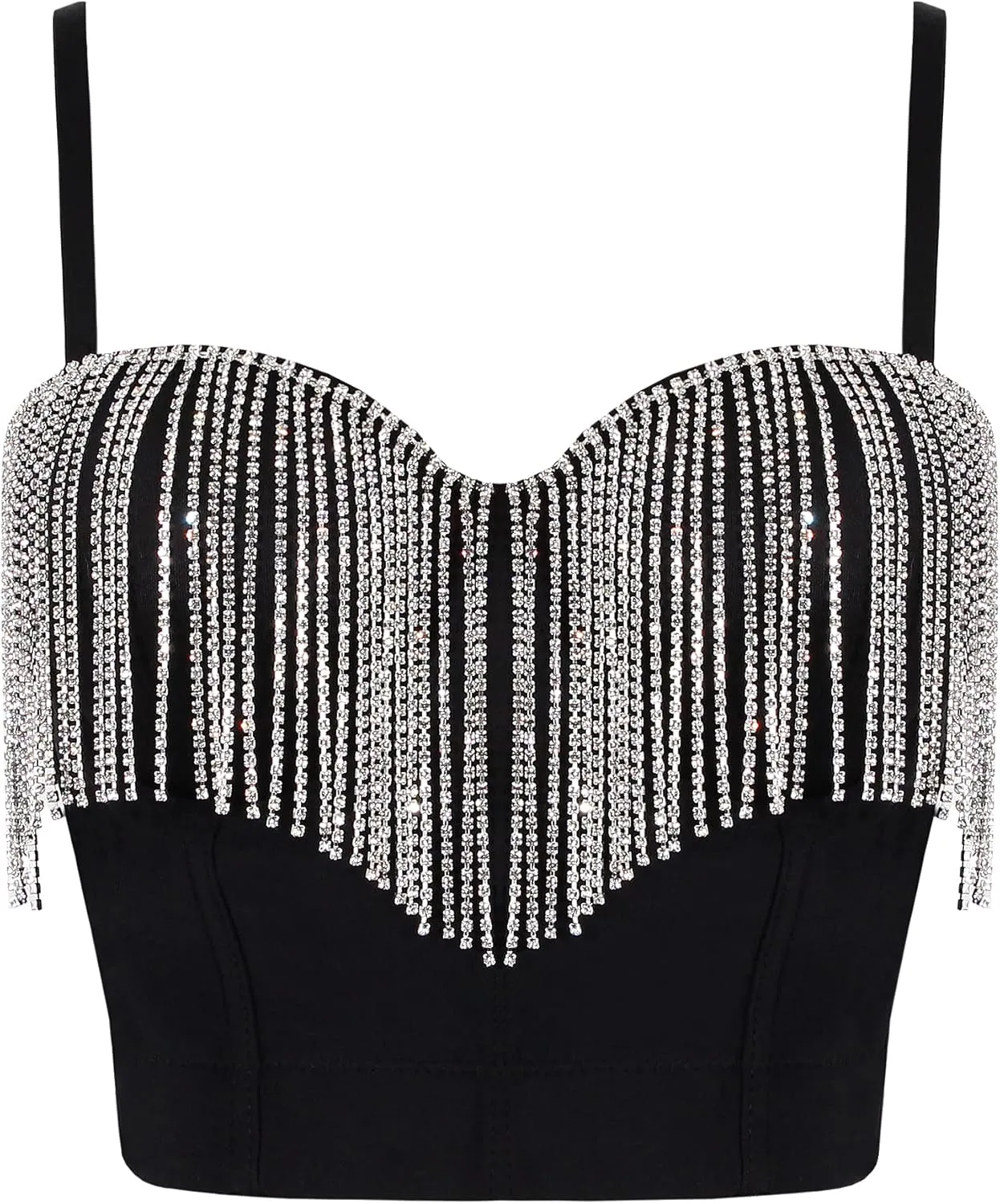 Erinaco Women's Rhinestone Diamond Tank Top Color Beaded Sling Tube Top Bustier Vest Crop Top Sexy Corset Bra Summer