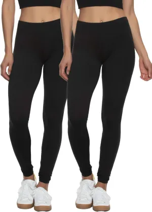 Felina Velvety Super Soft Lightweight Leggings 2-Pack - for Women - Yoga Pants, Workout Clothes Black