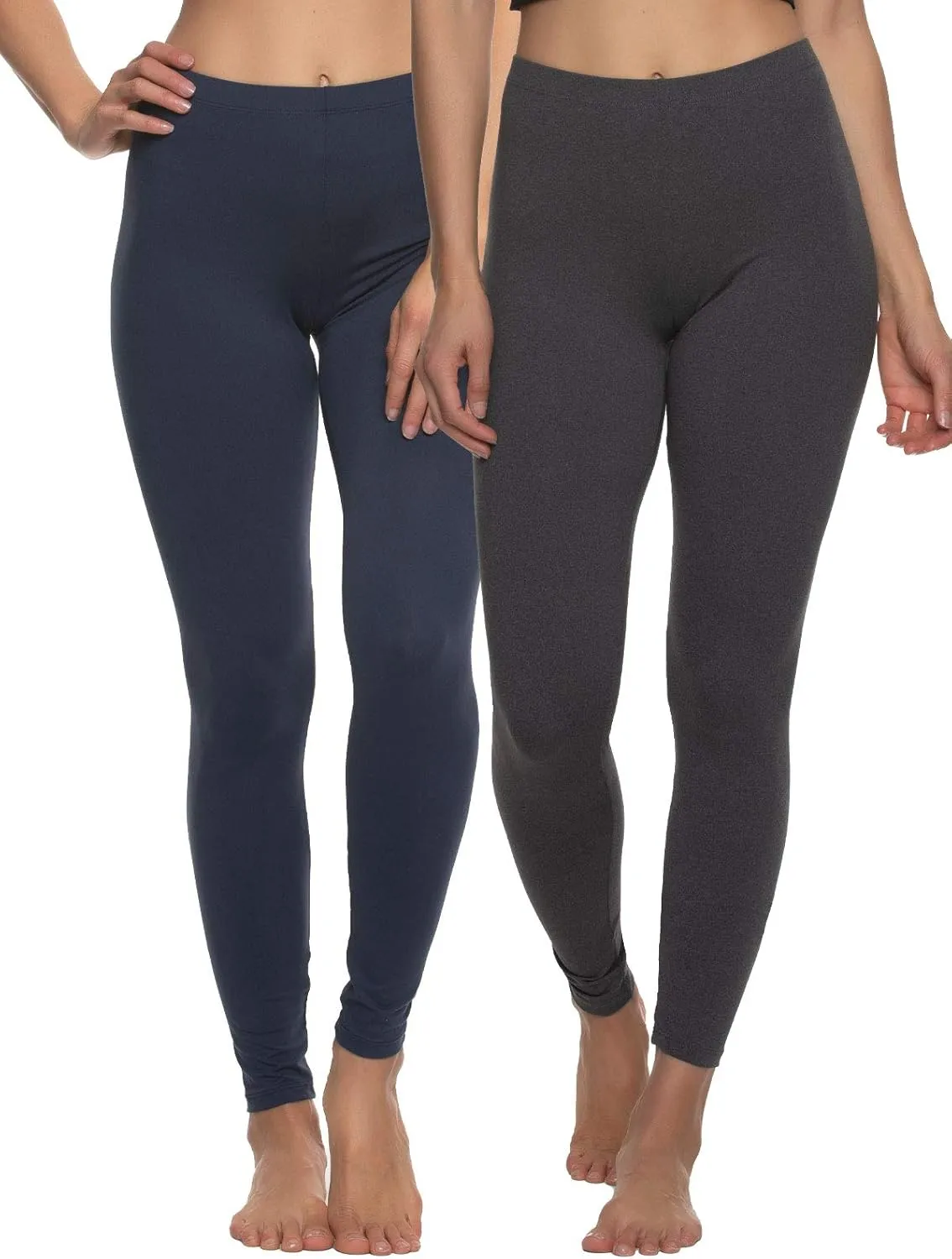 Felina Velvety Super Soft Lightweight Leggings 2-Pack - for Women - Yoga Pants, Workout Clothes Navy Charcoal