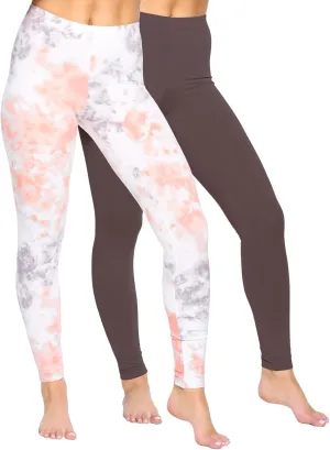 Felina Velvety Super Soft Lightweight Leggings 2-Pack - for Women - Yoga Pants, Workout Clothes