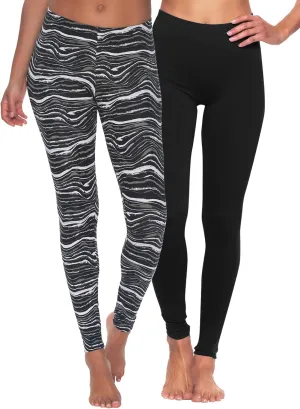 Felina Velvety Super Soft Lightweight Leggings 2-Pack - for Women - Yoga Pants, Workout Clothes