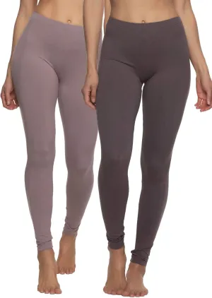 Felina Velvety Super Soft Lightweight Leggings 2-Pack - for Women - Yoga Pants, Workout Clothes