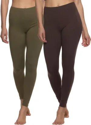 Felina Velvety Super Soft Lightweight Leggings 2-Pack - for Women - Yoga Pants, Workout Clothes
