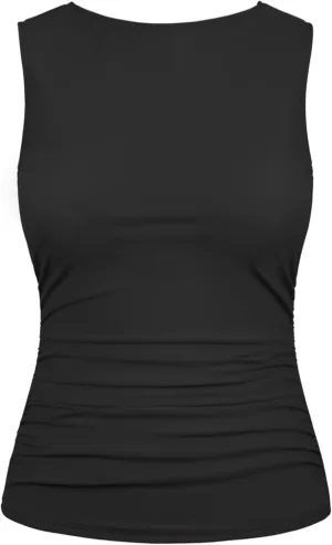 Firpearl Women's High Neck Underwire Tankini Tops Tummy Control Bathing Suit Top Modest Swim Tank Top Only