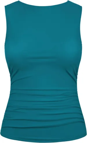 Firpearl Women's High Neck Underwire Tankini Tops Tummy Control Bathing Suit Top Modest Swim Tank Top Only