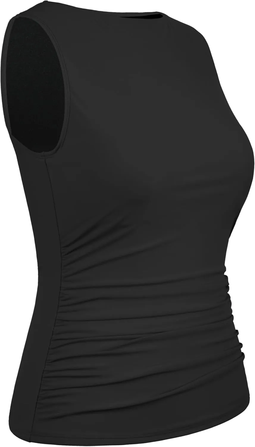 Firpearl Women's High Neck Underwire Tankini Tops Tummy Control Bathing Suit Top Modest Swim Tank Top Only