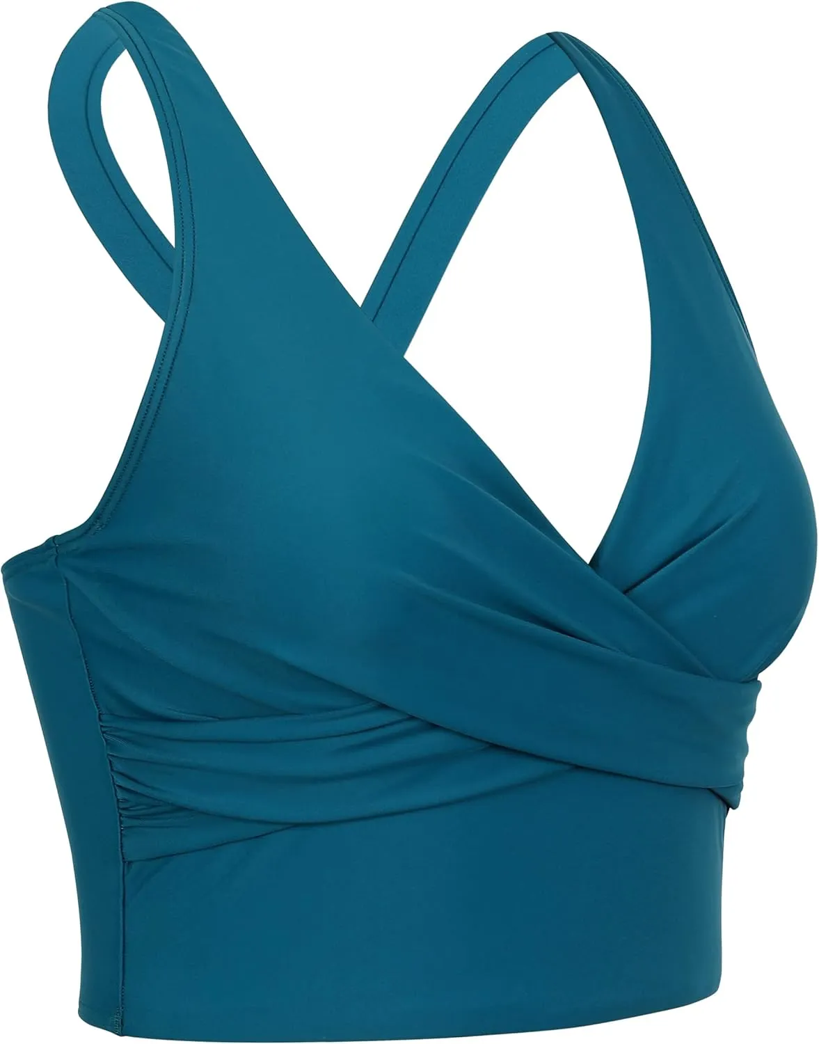 Firpearl Women's Underwire Bikini Tops Only - Longline Swimsuit Top Criss Cross Push Up Swim Crop Top 2025