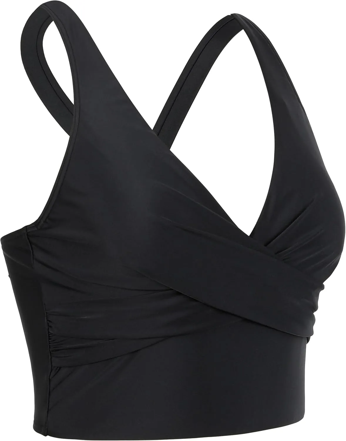 Firpearl Women's Underwire Bikini Tops Only - Longline Swimsuit Top Criss Cross Push Up Swim Crop Top 2025