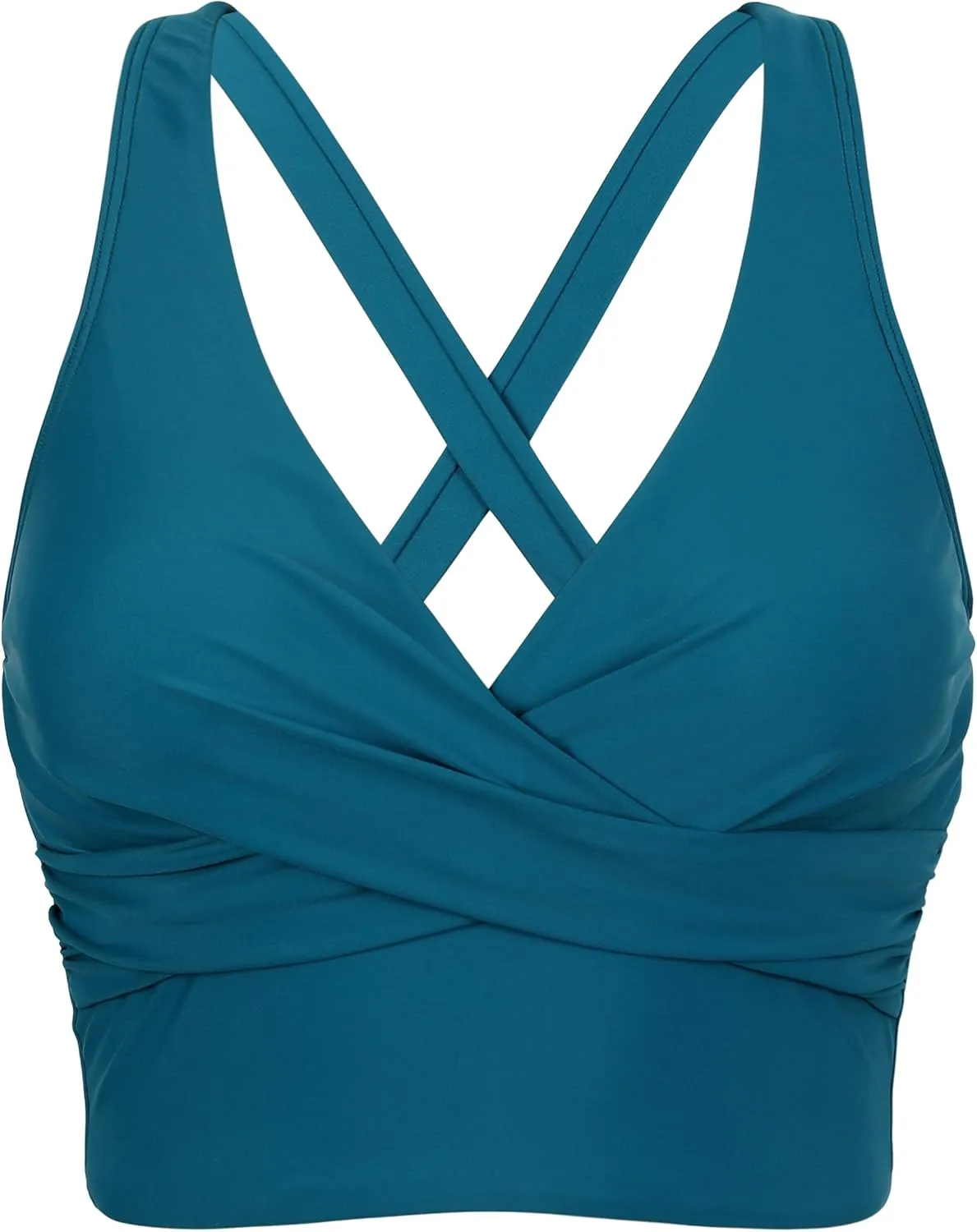 Firpearl Women's Underwire Bikini Tops Only - Longline Swimsuit Top Criss Cross Push Up Swim Crop Top 2025