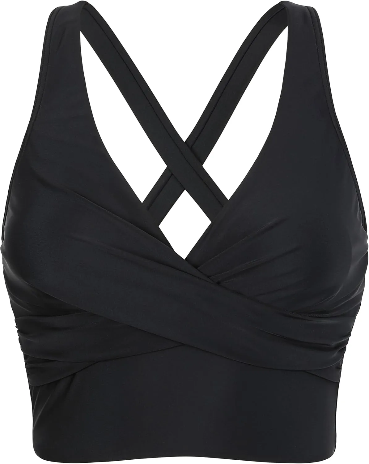 Firpearl Women's Underwire Bikini Tops Only - Longline Swimsuit Top Criss Cross Push Up Swim Crop Top 2025
