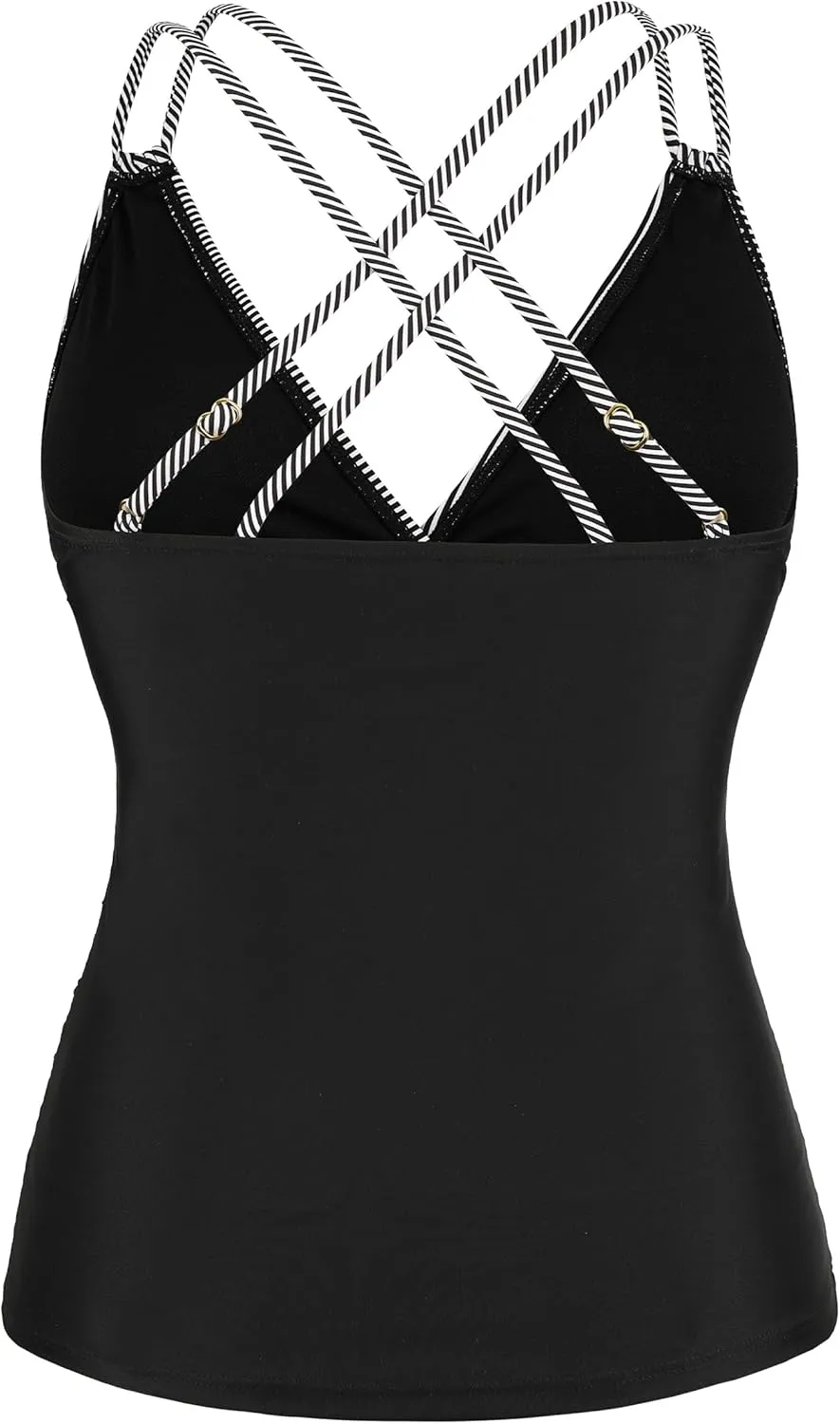 Firpearl Women's Underwire Tankini Top Only V Neck Strappy Back Swimsuit Ruched Tummy Control Bathing Suits Top