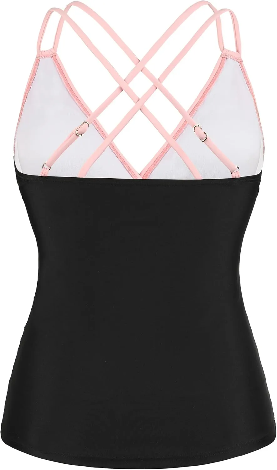 Firpearl Women's Underwire Tankini Top Only V Neck Strappy Back Swimsuit Ruched Tummy Control Bathing Suits Top
