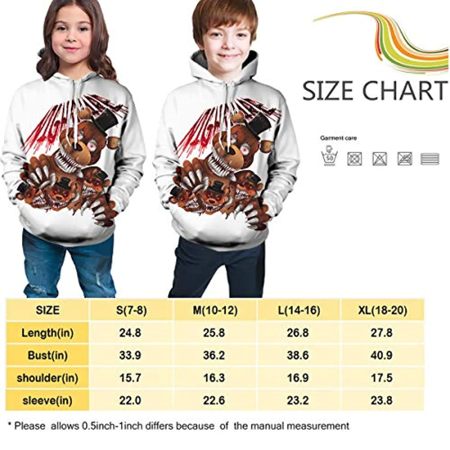 Five Nights at Freddy's Bear Kids Hoodie T Shirts Summer Tops Tee Shirts for Boys Girls