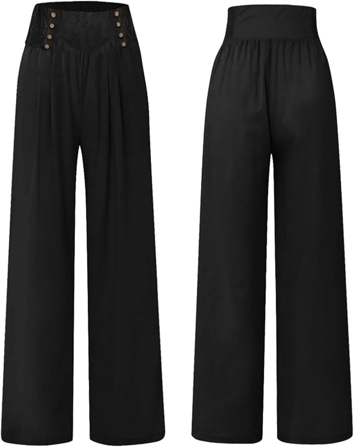 Flowy Pants for Women Wide Leg Beach Trousers Casual Summer Loose Fit Cotton Linen Yoga Palazzo Pants with Pockets