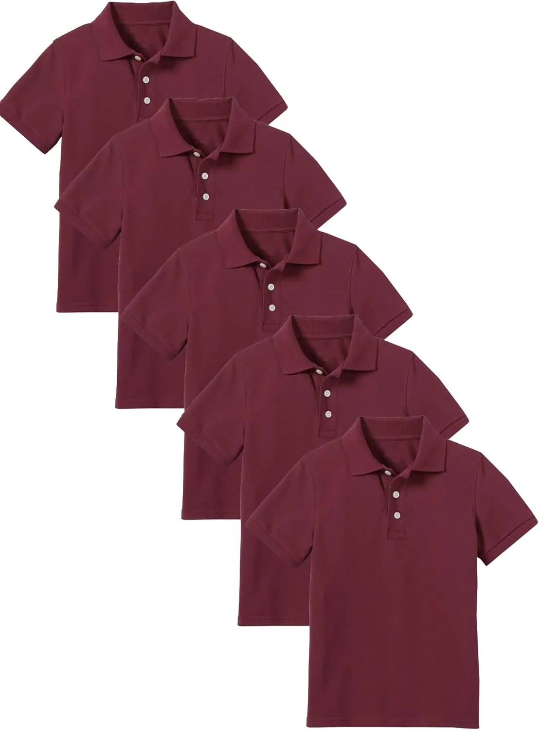Galaxy by Harvic 5-Pack School Uniform Tagless Polo Tshirt for Little Boys & Big Boys