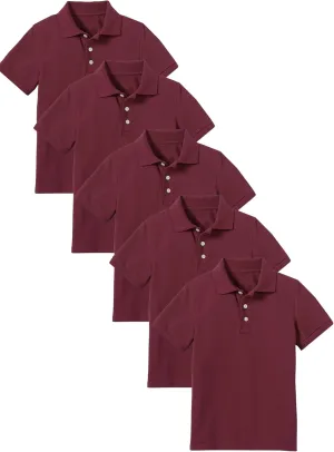 Galaxy by Harvic 5-Pack School Uniform Tagless Polo Tshirt for Little Boys & Big Boys