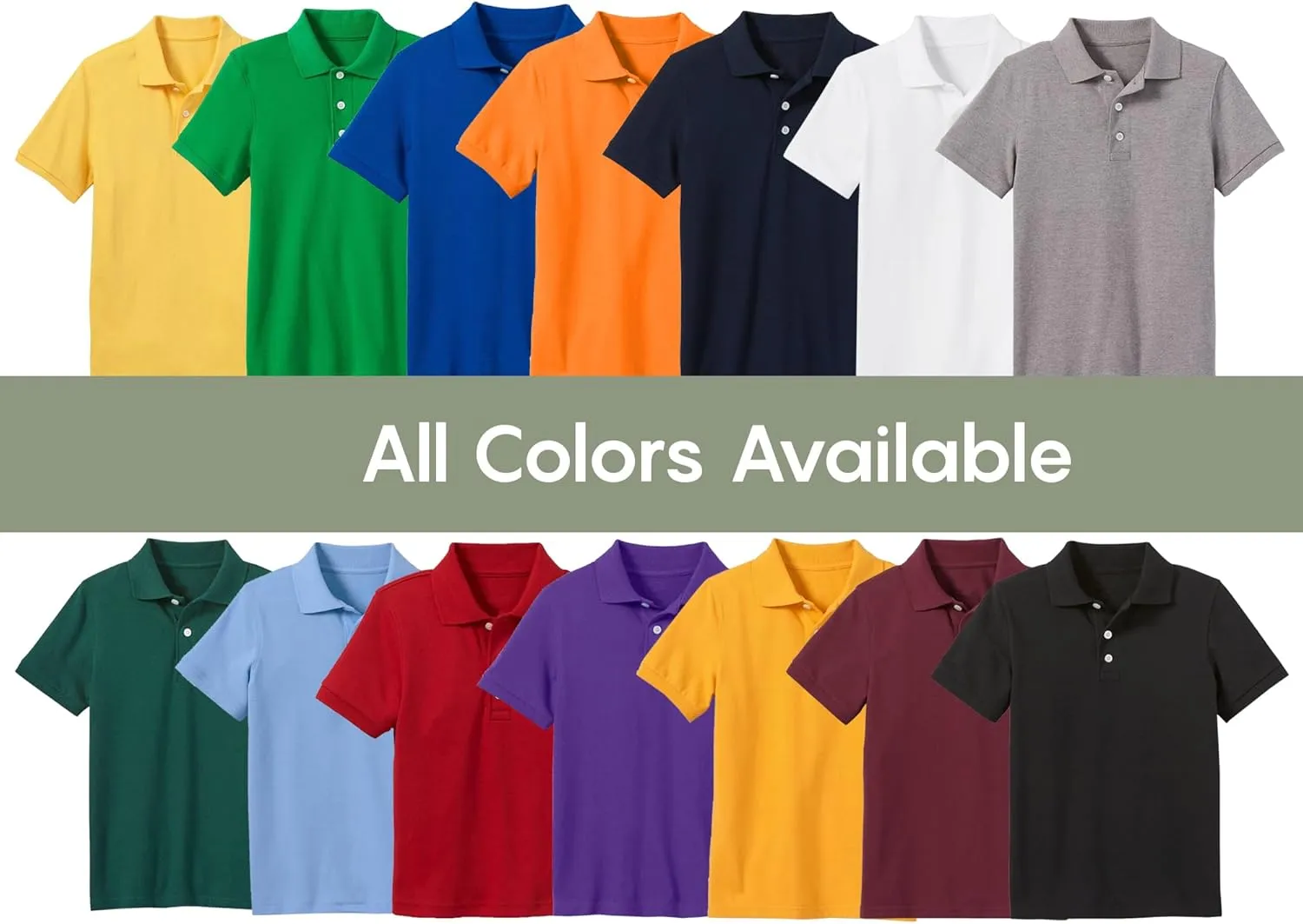 Galaxy by Harvic 5-Pack School Uniform Tagless Polo Tshirt for Little Boys & Big Boys
