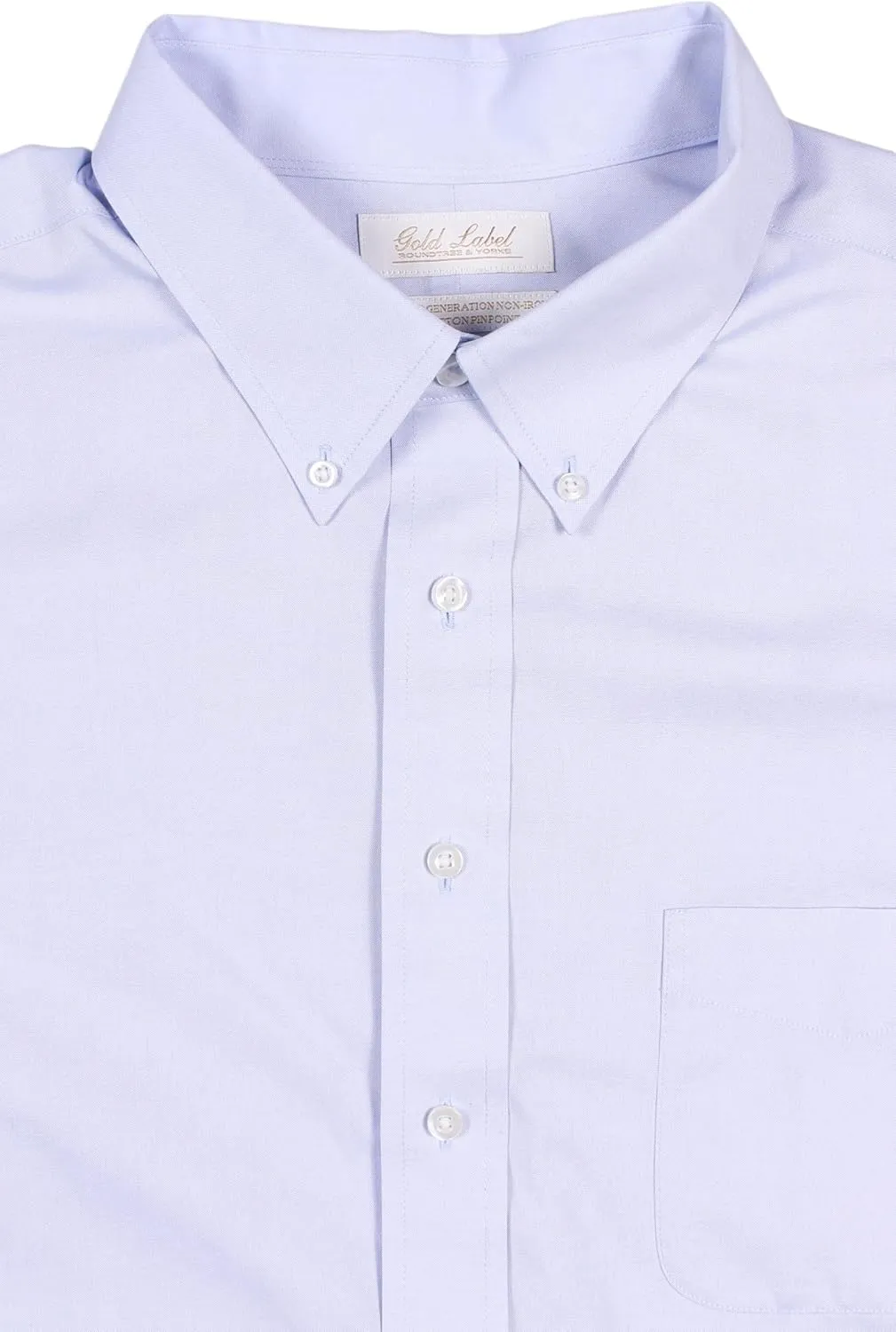 Gold Label Men's Fitted Long Sleeve Dress Shirt with Pocket and Button-Down Collar, Non-Iron