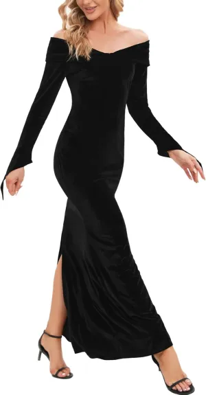 Halloween Dress for Women Long Sleeve V Neck Sexy Dress Fashion Off Shoulder Party Dresses S-2XL