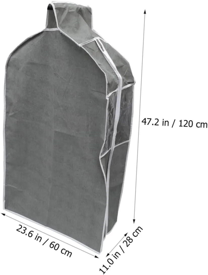 Hanging Clothes Bag Grey Garment Storage Cover for Home Use for Suits Shirts and Coats and Dustproof Clothing Protectors