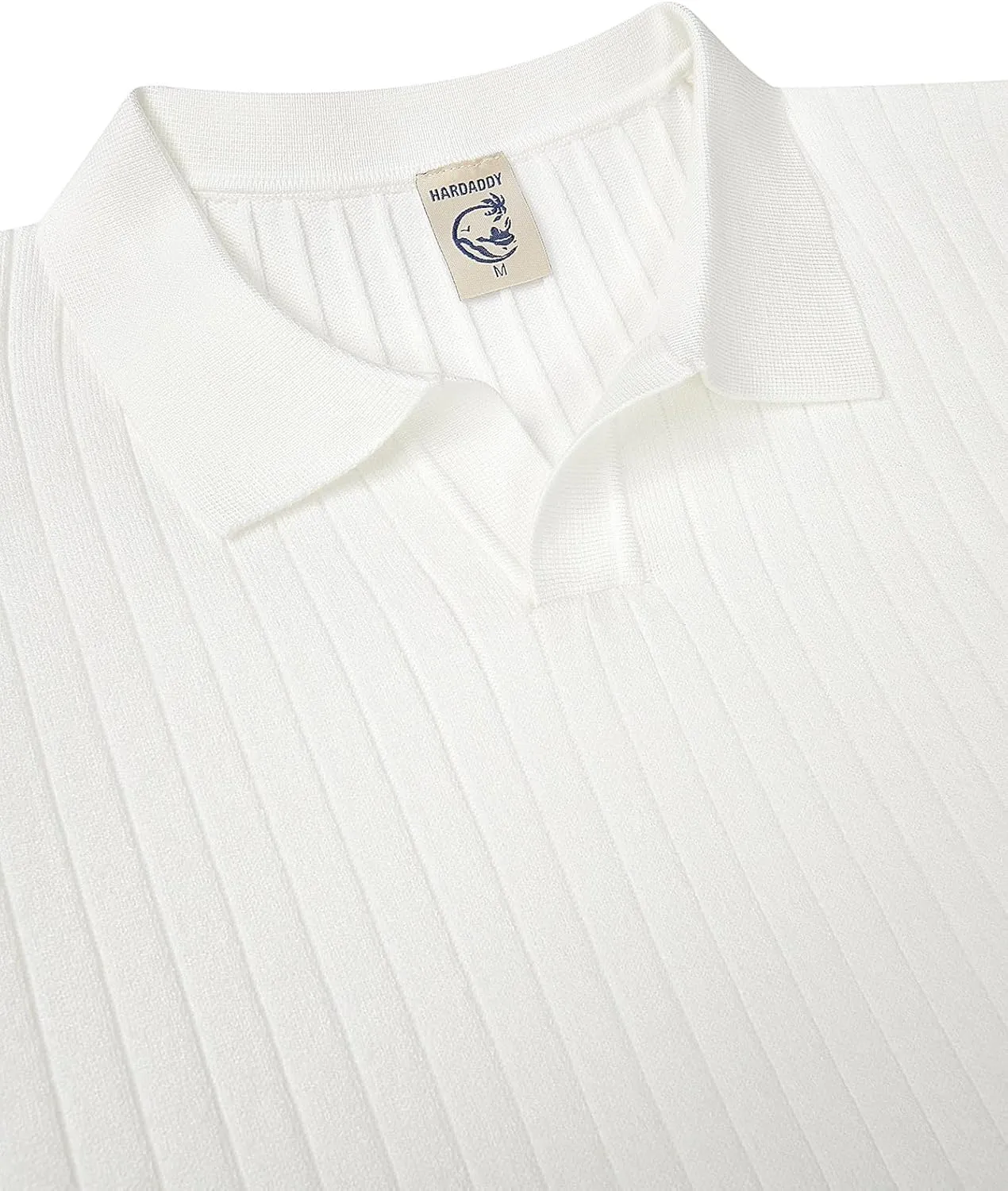 Hardaddy Men's Ribbed Knit Sweater Casual Long Sleeve Polo Sweater Collared V Neck Polo Shirts Solid Pullover Tops