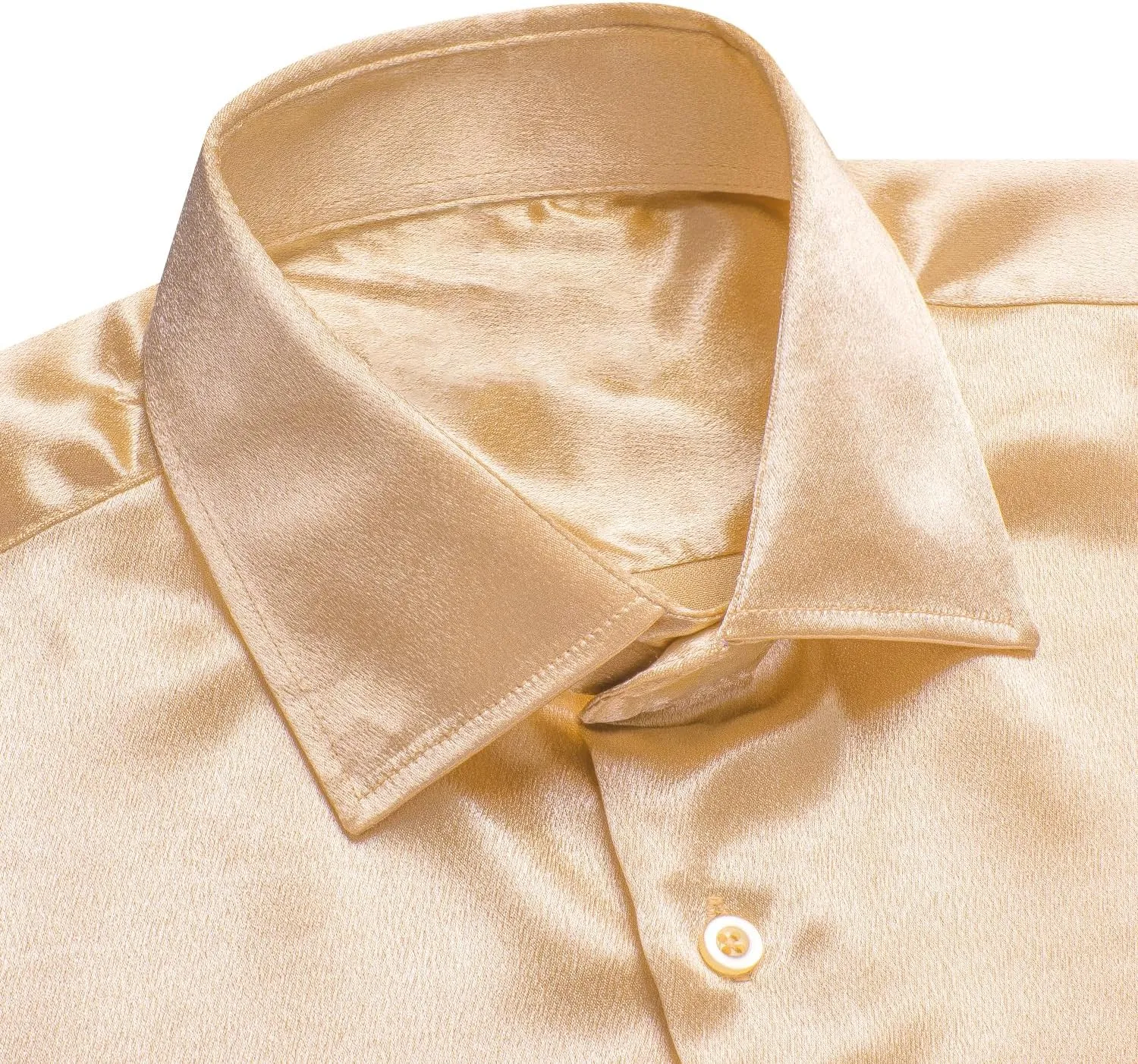 Hi-Tie Mens Long Sleeve Dress Shirt Satin Button Down Casual Prom Wedding Regular Fit Button Up Shirt