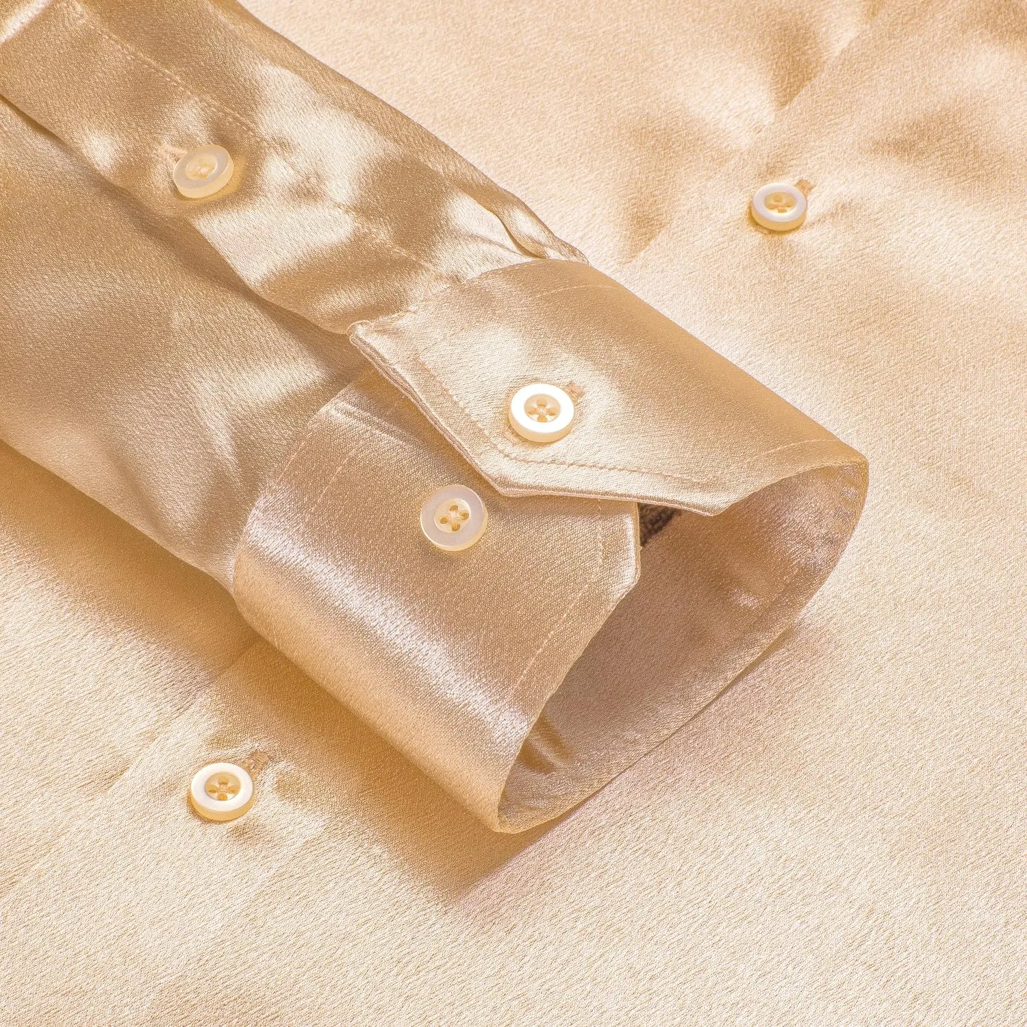Hi-Tie Mens Long Sleeve Dress Shirt Satin Button Down Casual Prom Wedding Regular Fit Button Up Shirt