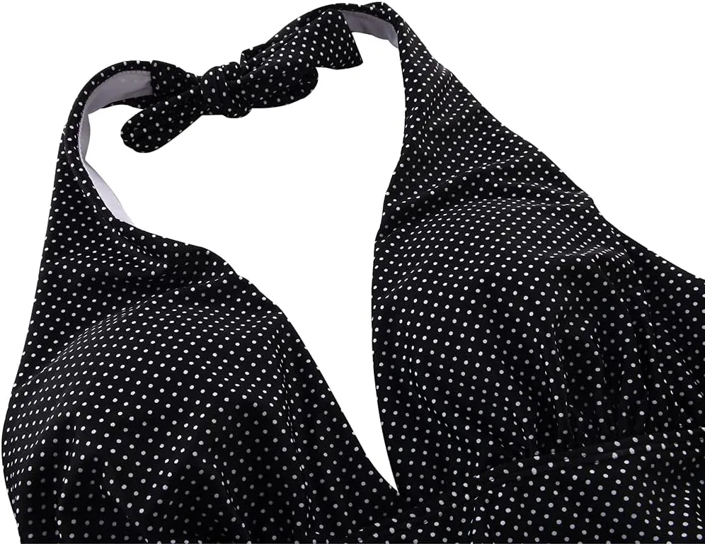 Hilor Women's Tummy Control Tankini Top Swimsuit Plunging V Neck Top Swimwear Halter Bathing Suits Swim Tops