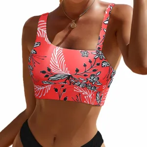 Hilor Women's Underwire Bikini Top One Shoulder Swimsuits Push Up Bathing Suit Top Cropped Tankini Tops Only