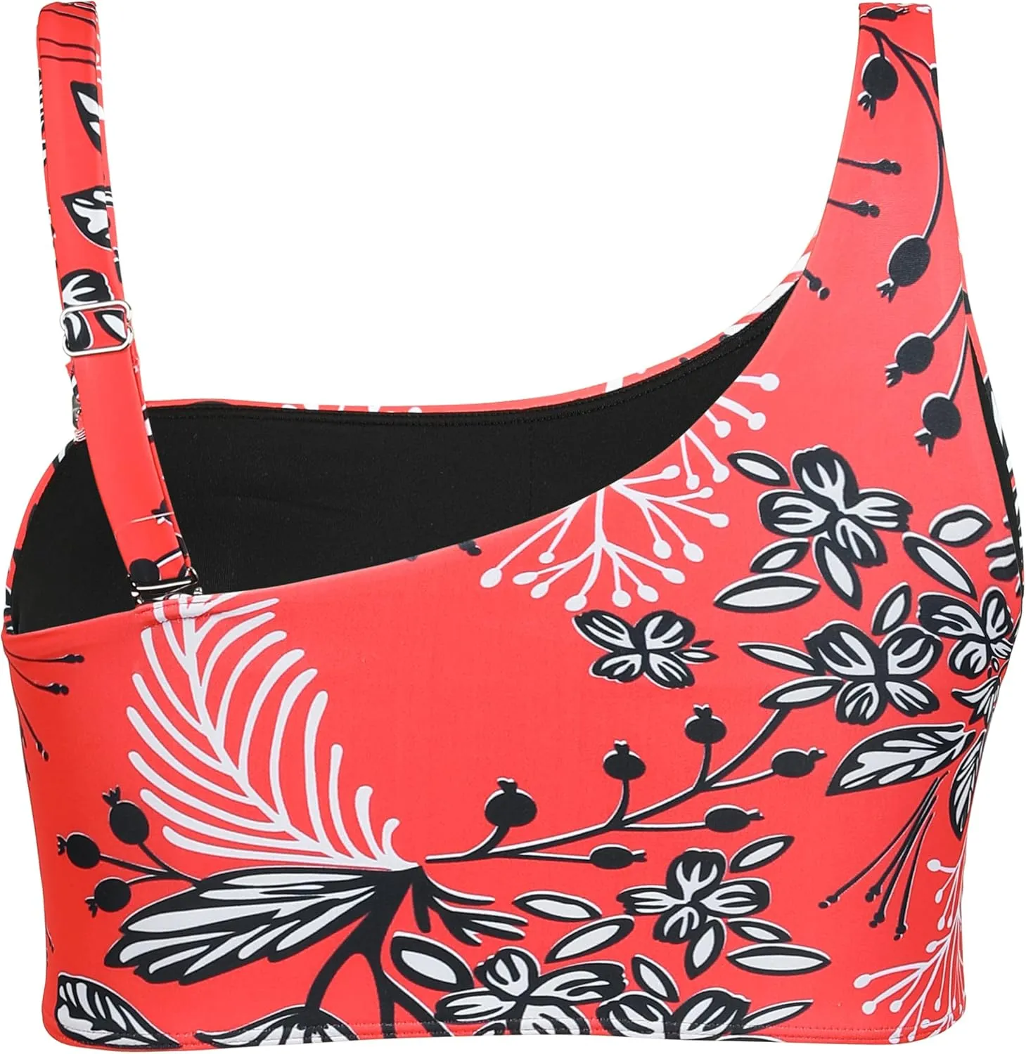 Hilor Women's Underwire Bikini Top One Shoulder Swimsuits Push Up Bathing Suit Top Cropped Tankini Tops Only