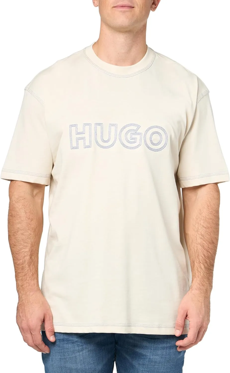 HUGO Men's Outline Logo Cotton T-Shirt