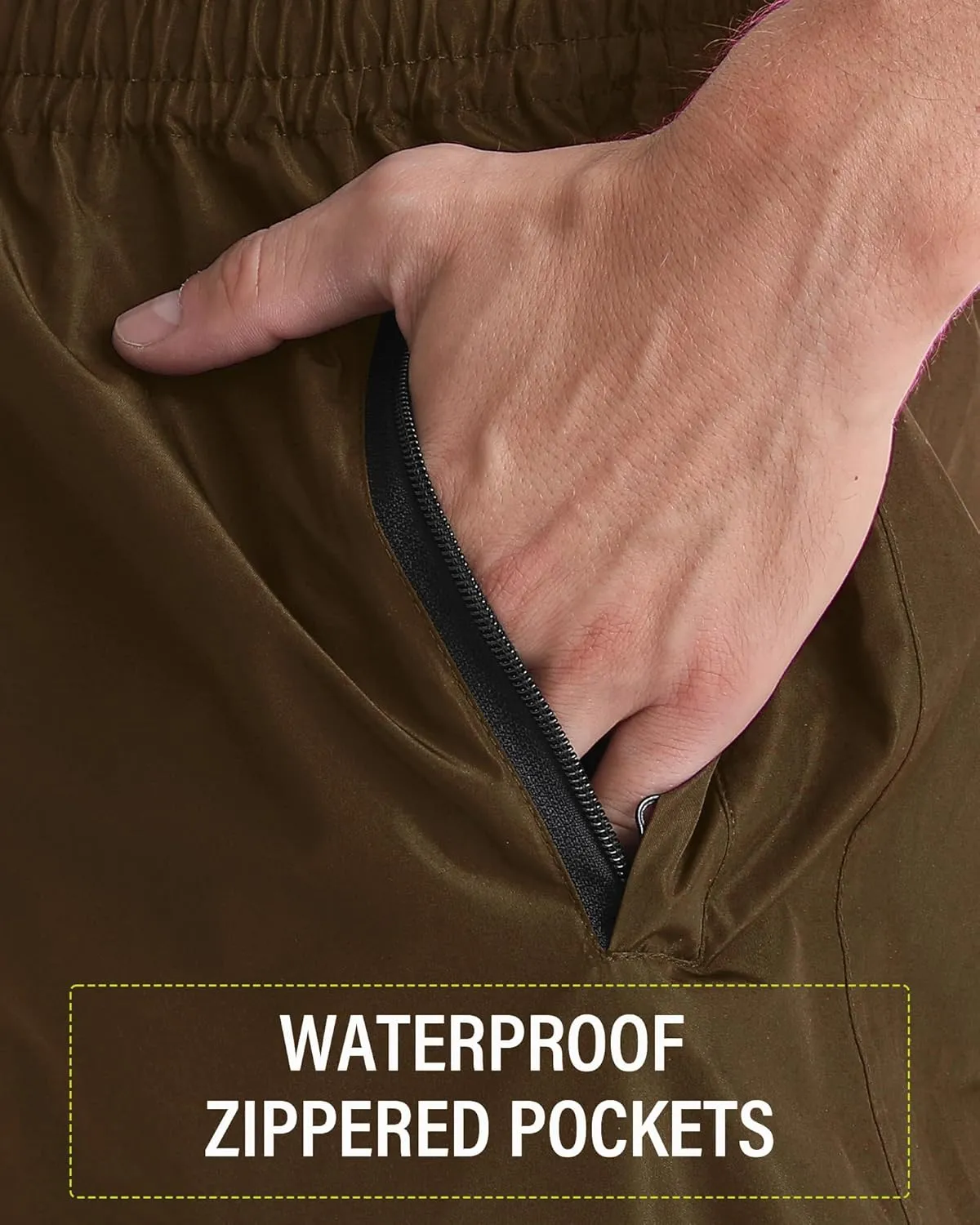 iCreek Men's Waterproof Rain Pants Lightweight Packable Windproof Outdoor Over Pants for Hiking Fishing Golf