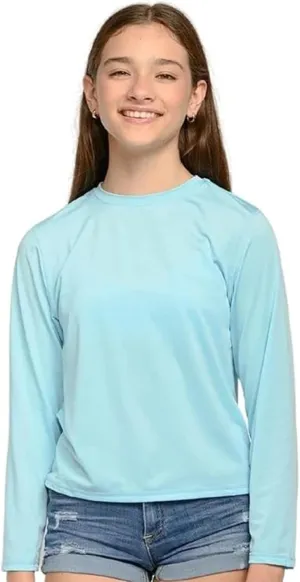 INGEAR Girls Long Sleeve Rash Guard Swim Shirt Outdoor Sports Shirt Lightweight Athletic Tee Protective Quick Dry