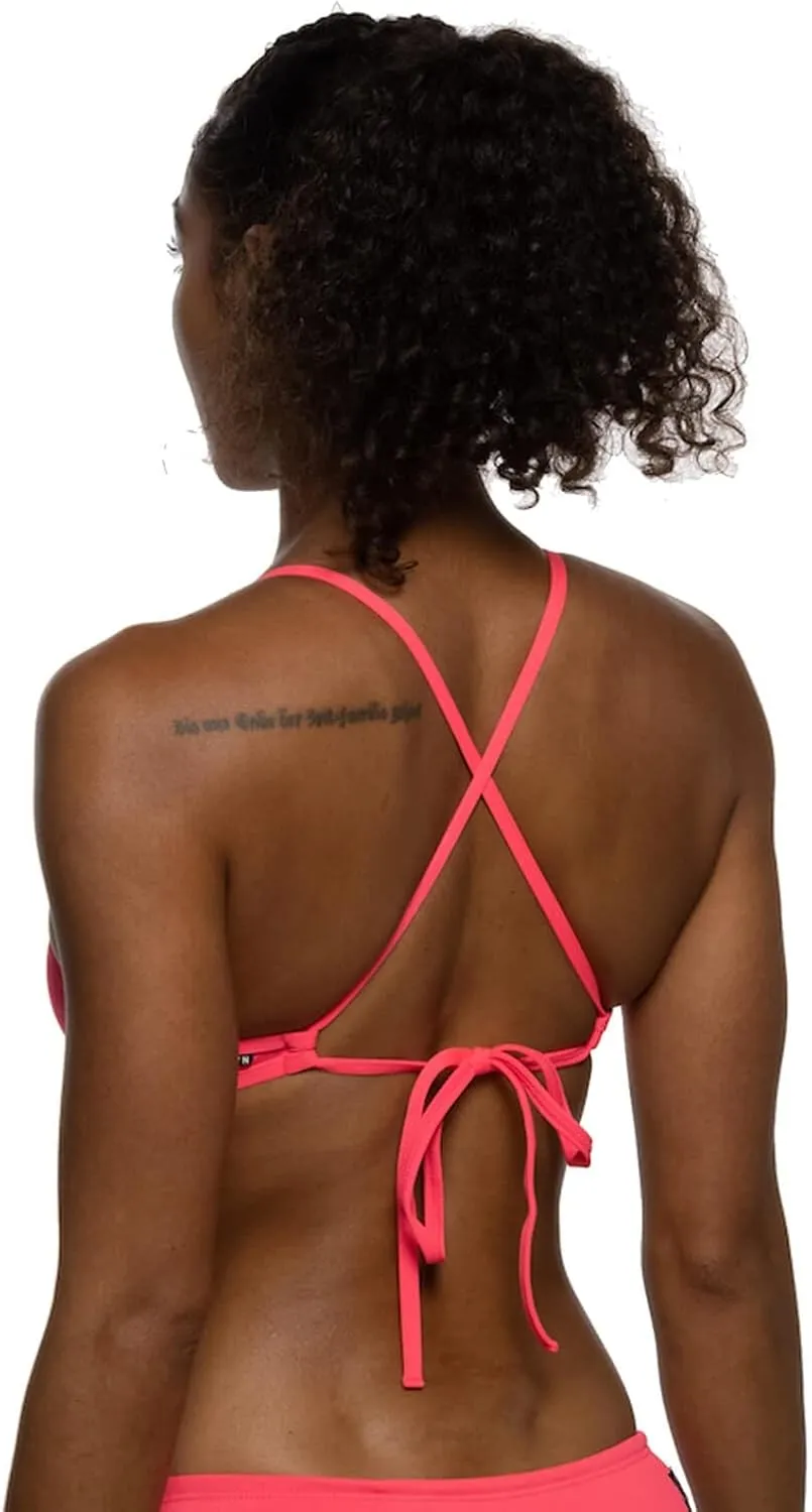 JOLYN Triangle Tie-Back Athletic Bikini Top for Competitive Swimming, Lifeguarding, Medium Coverage Women's Swimsuit Top