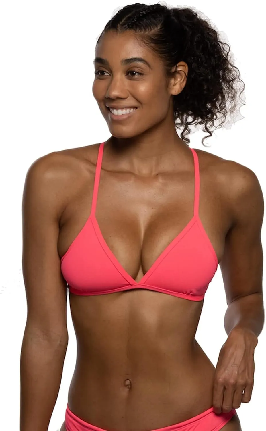 JOLYN Triangle Tie-Back Athletic Bikini Top for Competitive Swimming, Lifeguarding, Medium Coverage Women's Swimsuit Top