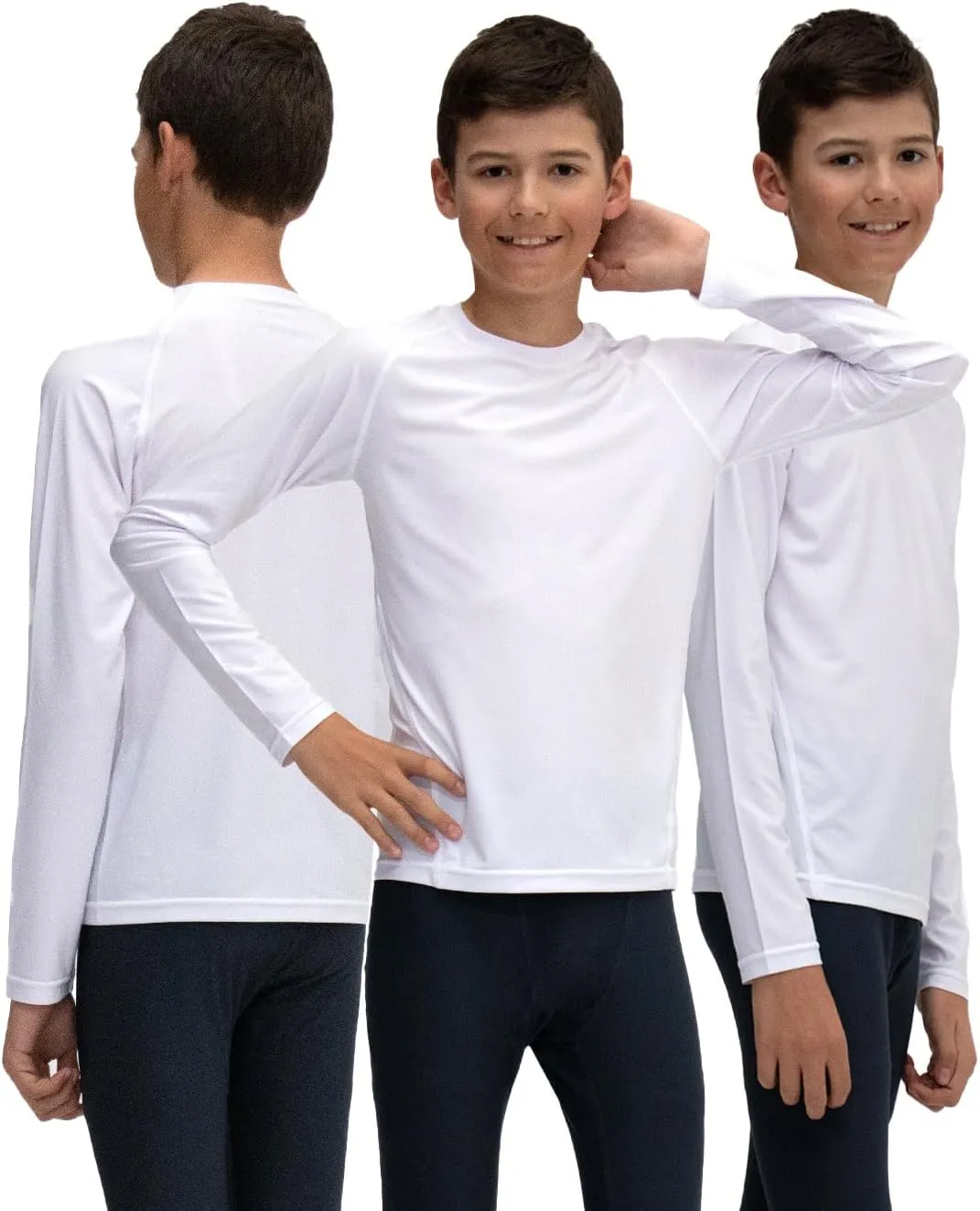 KISTA 3 Pack Kid's & Boy's Cool Dry Long Sleeve Compression Shirts, Athletic Workout Shirt, Sports Base Layer T-Shirt