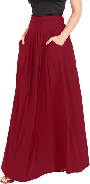 KOH KOH Womens Long Flowy Cute Modest High Waist Floor Length Pockets Maxi Skirt