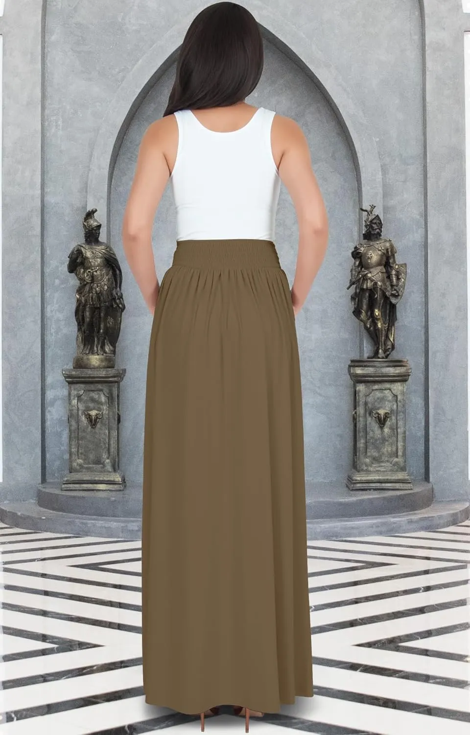KOH KOH Womens Long Flowy Cute Modest High Waist Floor Length Pockets Maxi Skirt