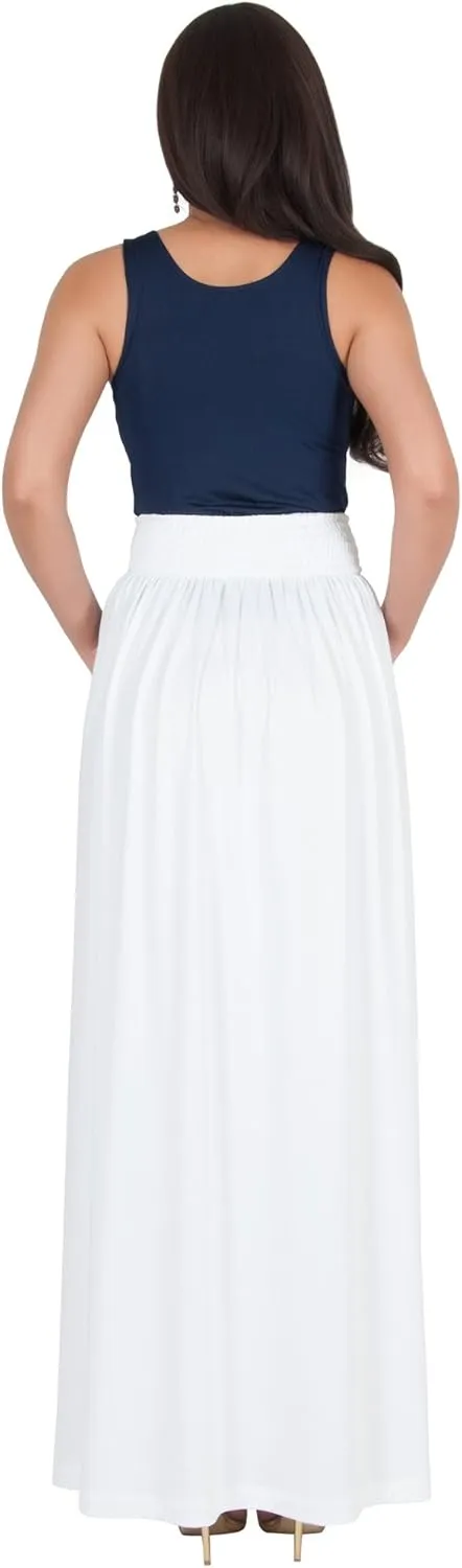 KOH KOH Womens Long Flowy Cute Modest High Waist Floor Length Pockets Maxi Skirt