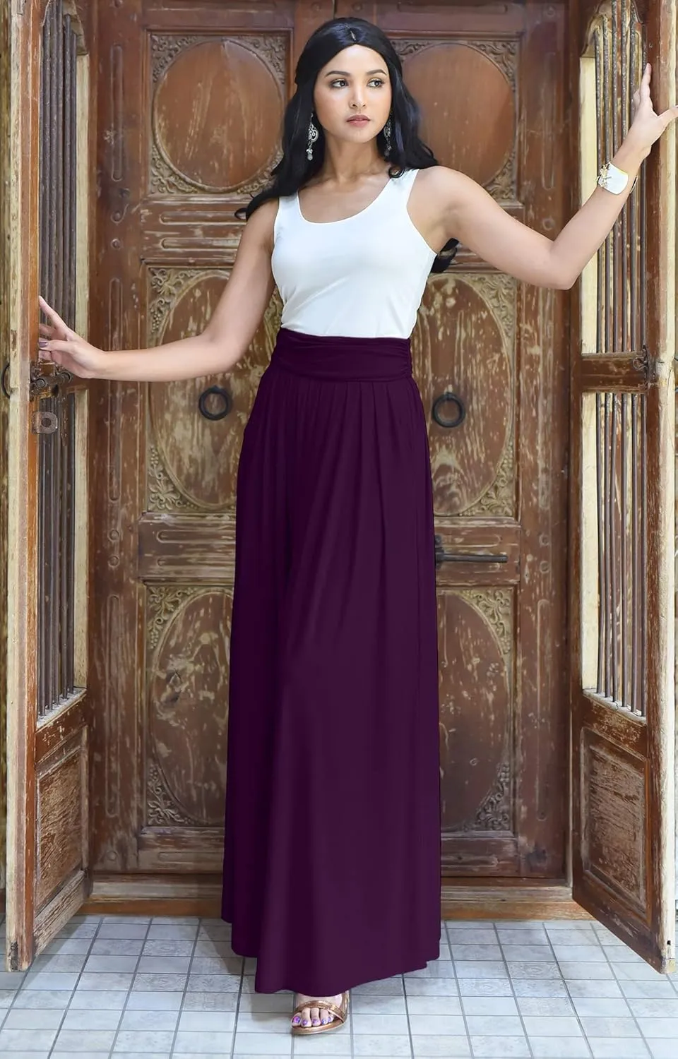 KOH KOH Womens Long Flowy Cute Modest High Waist Floor Length Pockets Maxi Skirt