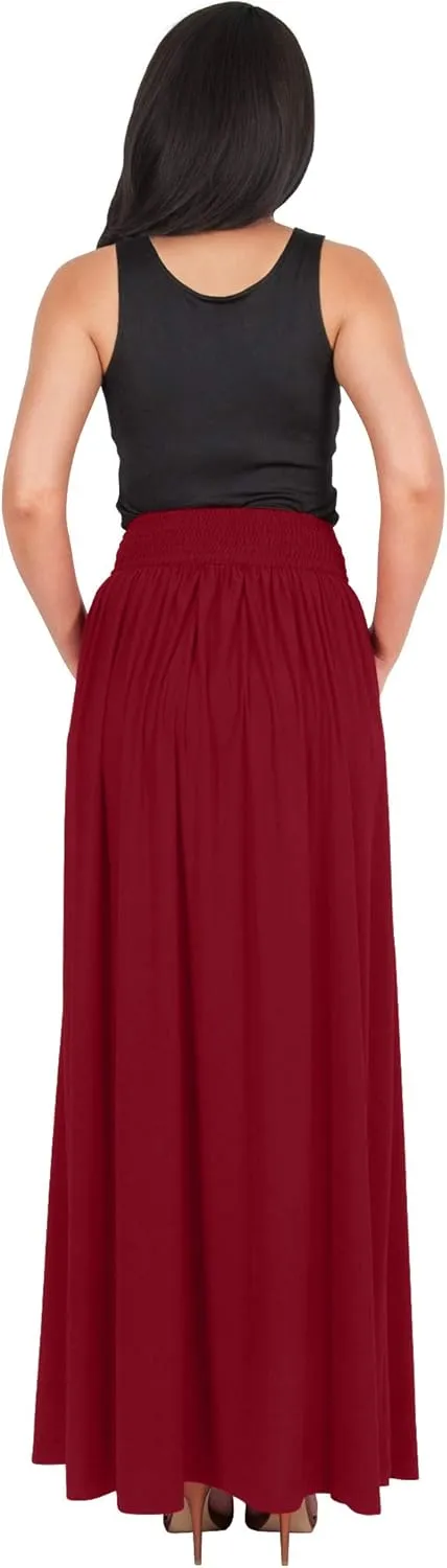 KOH KOH Womens Long Flowy Cute Modest High Waist Floor Length Pockets Maxi Skirt